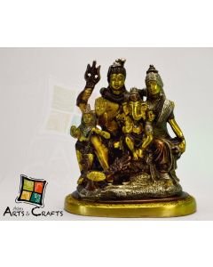 Shiv Parvati Ganesha Brass Sculpture